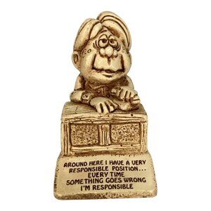 Vintage 1976 Paula Figurine "Im Responsible" Desk Humor‎ Statue - 506